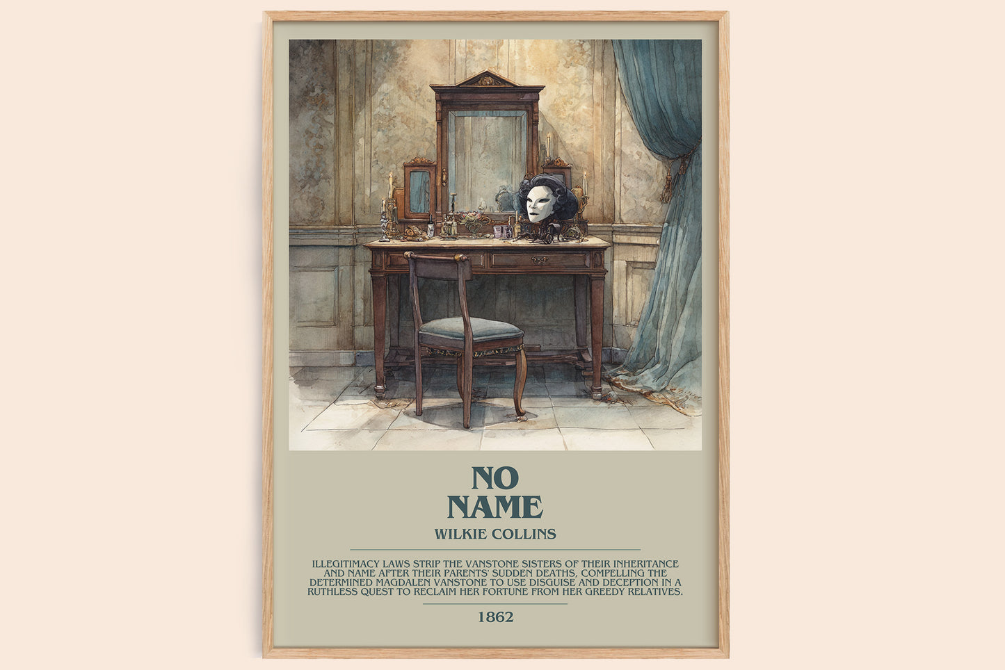 No Name bookish book poster by Wilkie Collins – framed literary art print