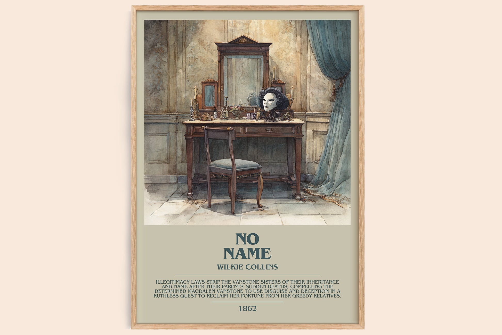 No Name bookish book poster by Wilkie Collins – framed literary art print