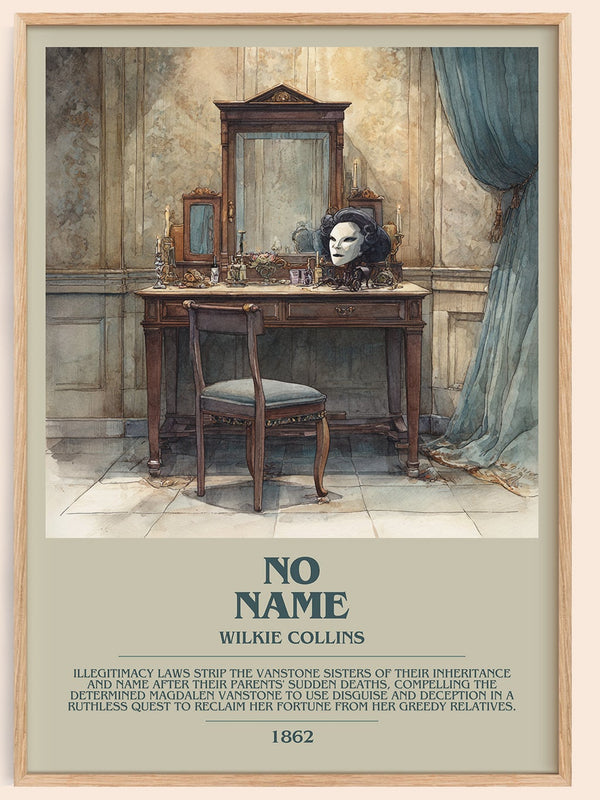 No Name bookish book poster by Wilkie Collins – framed literary art print