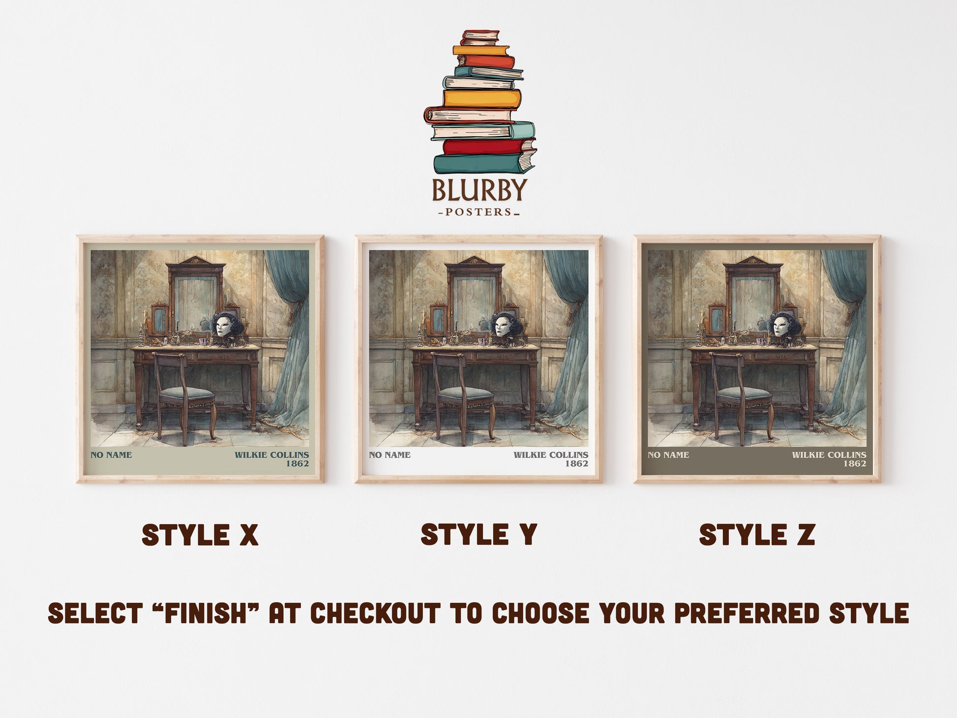 No Name literary art print colour and style options – Wilkie Collins book art
