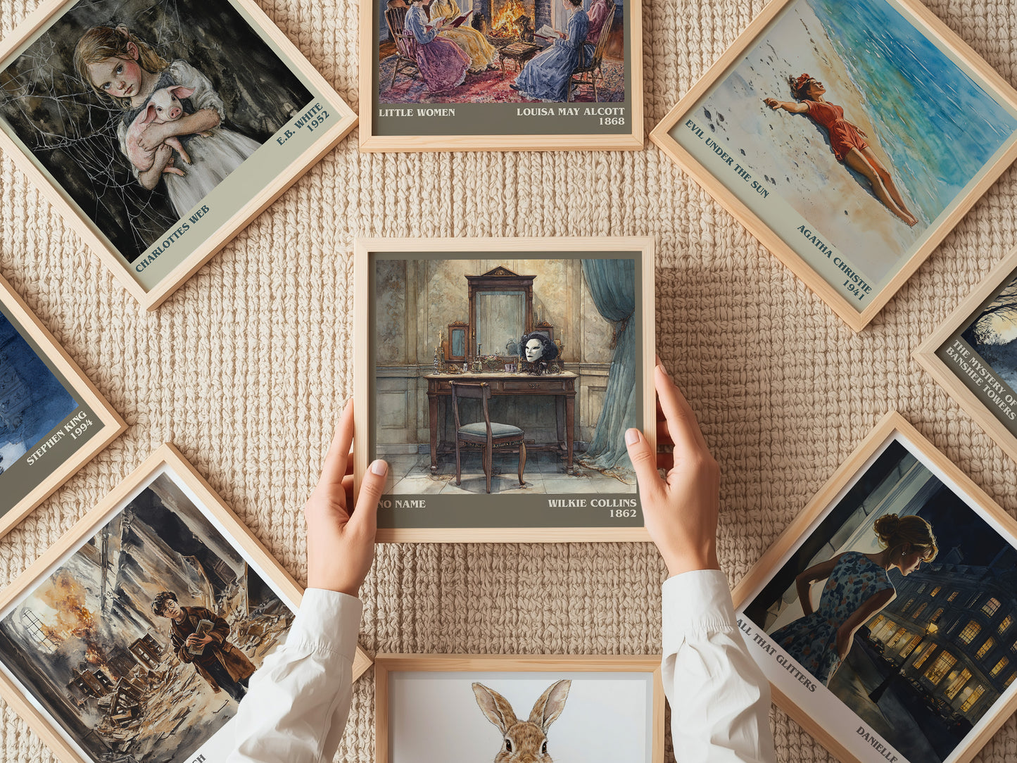 No Name literary print on bookshelf – Wilkie Collins fan gift