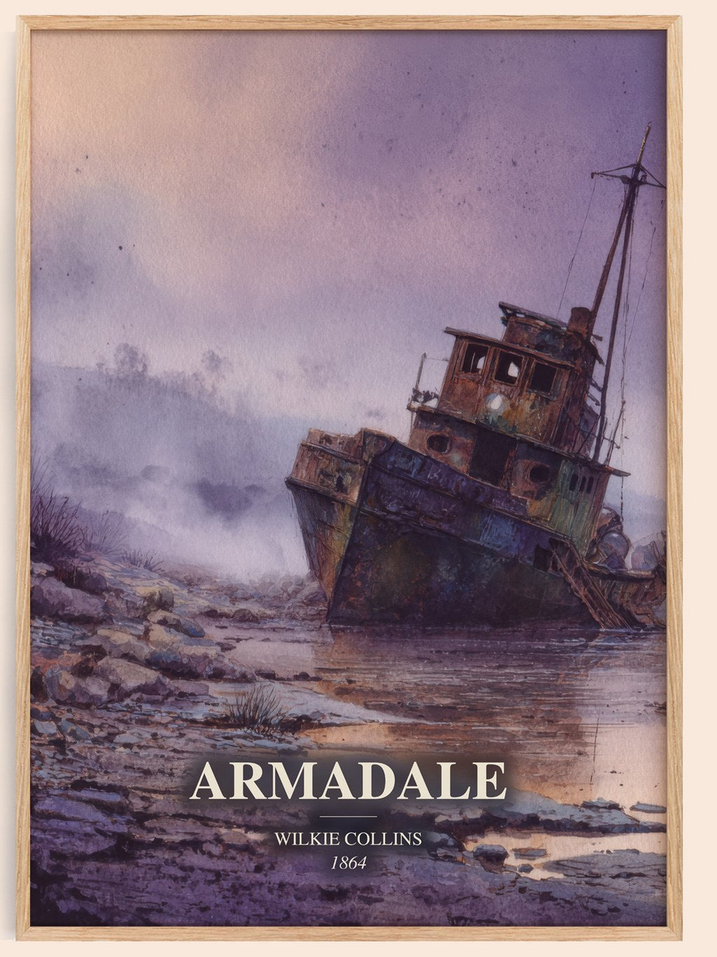 Armadale watercolour book poster by Wilkie Collins – framed literary art print