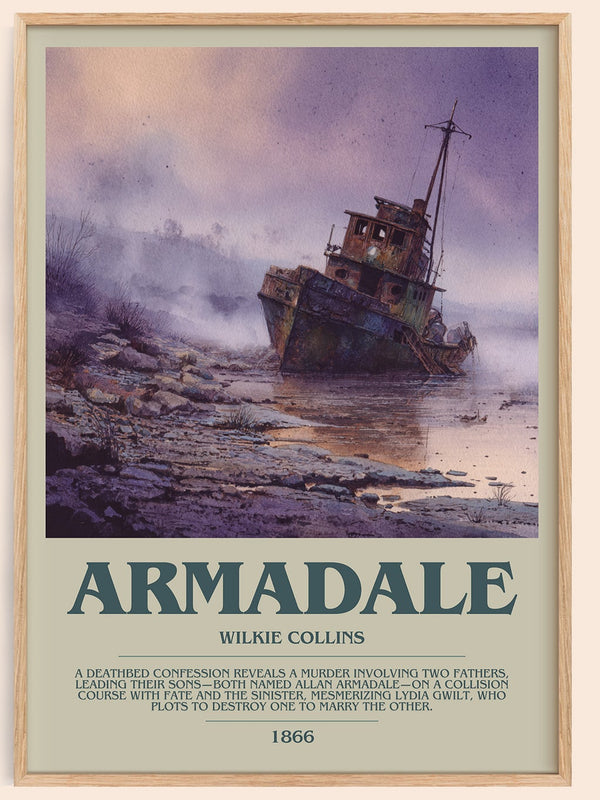 Armadale bookish book poster by Wilkie Collins – framed literary art print