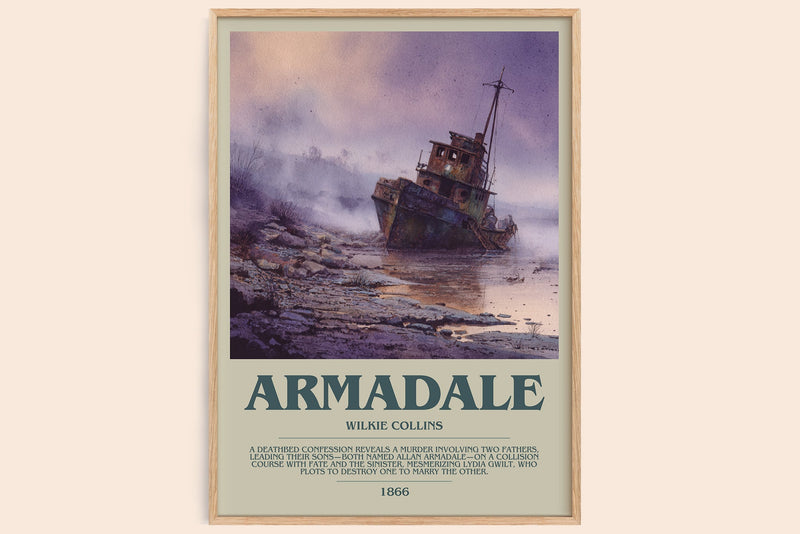 Armadale bookish book poster by Wilkie Collins – framed literary art print