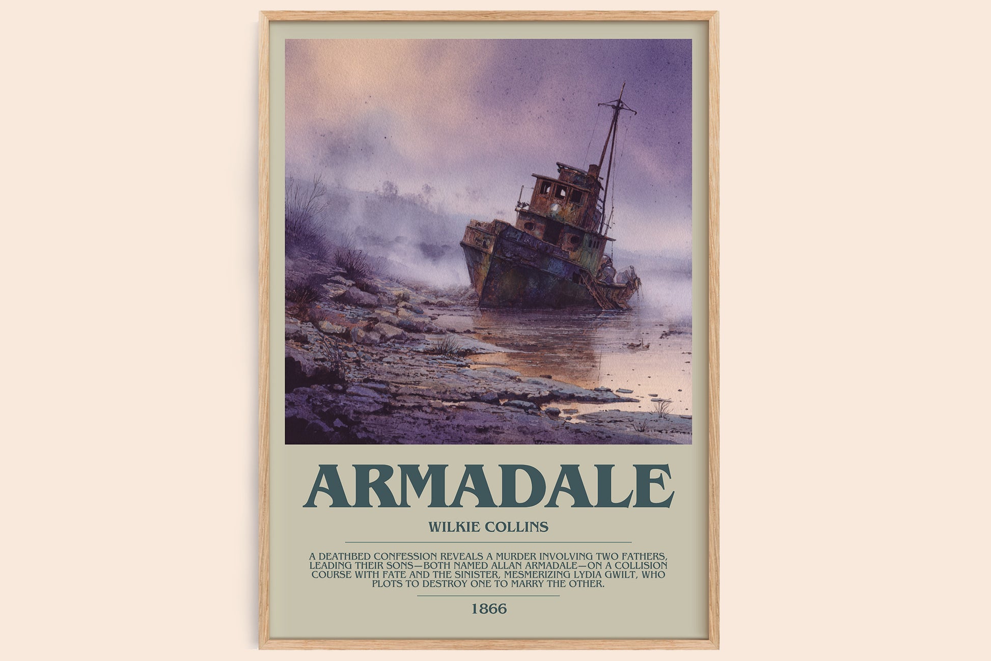 Armadale bookish book poster by Wilkie Collins – framed literary art print