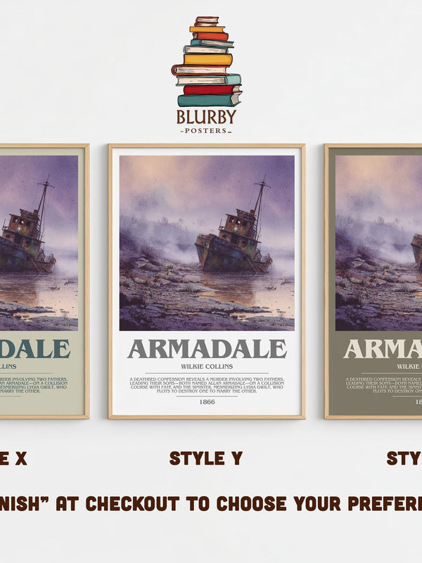 Armadale bookish print in frame leaning in hallway – thriller wall art