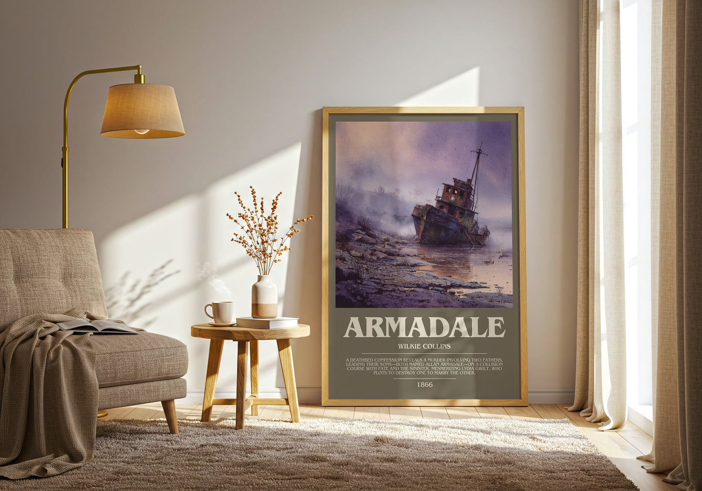 Armadale bookish print framed by window – literary home decor