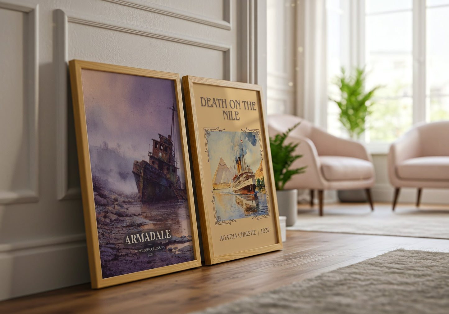 Armadale watercolour print framed by window – literary home decor