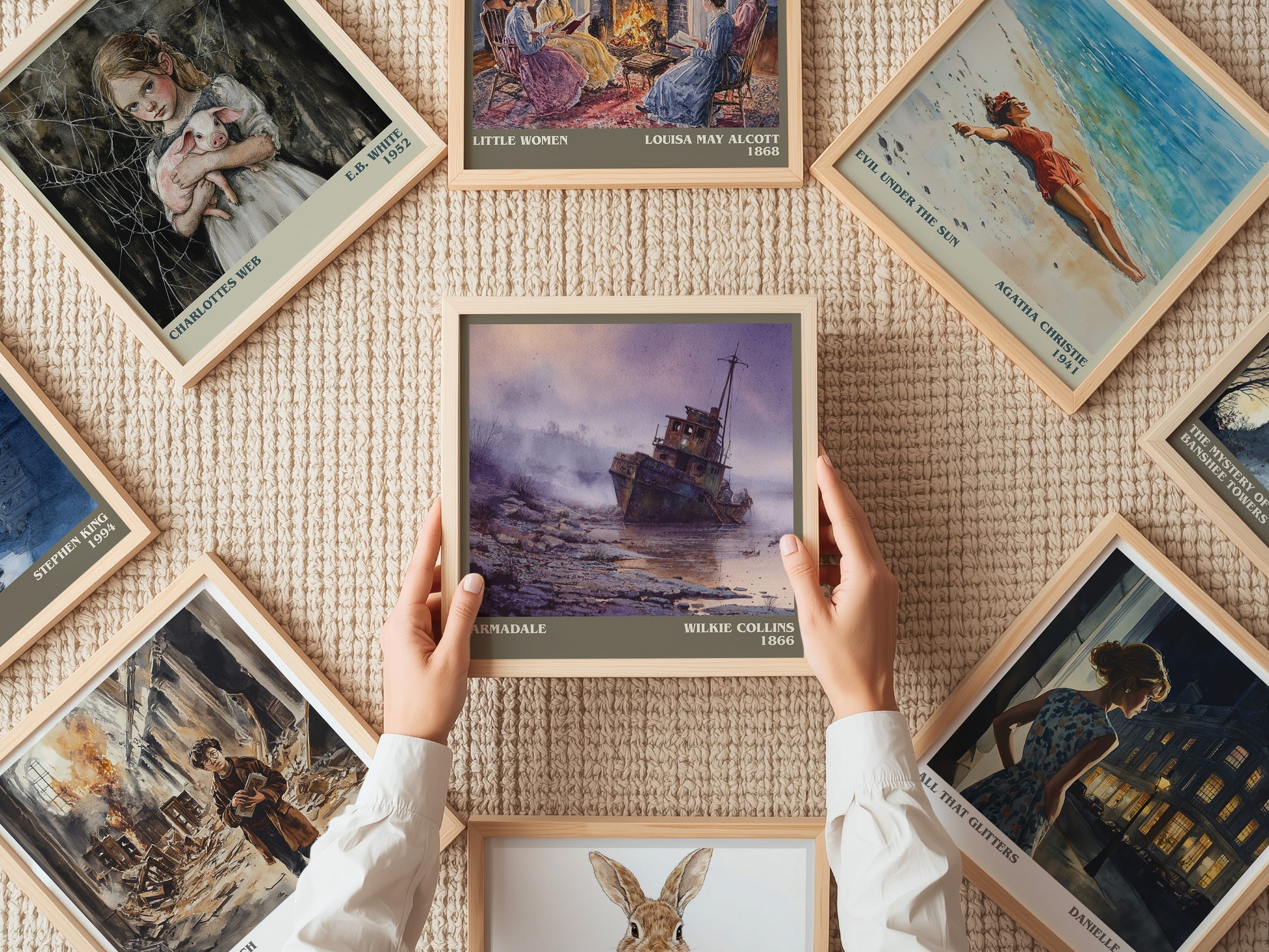 Armadale literary print on bookshelf – Wilkie Collins fan gift