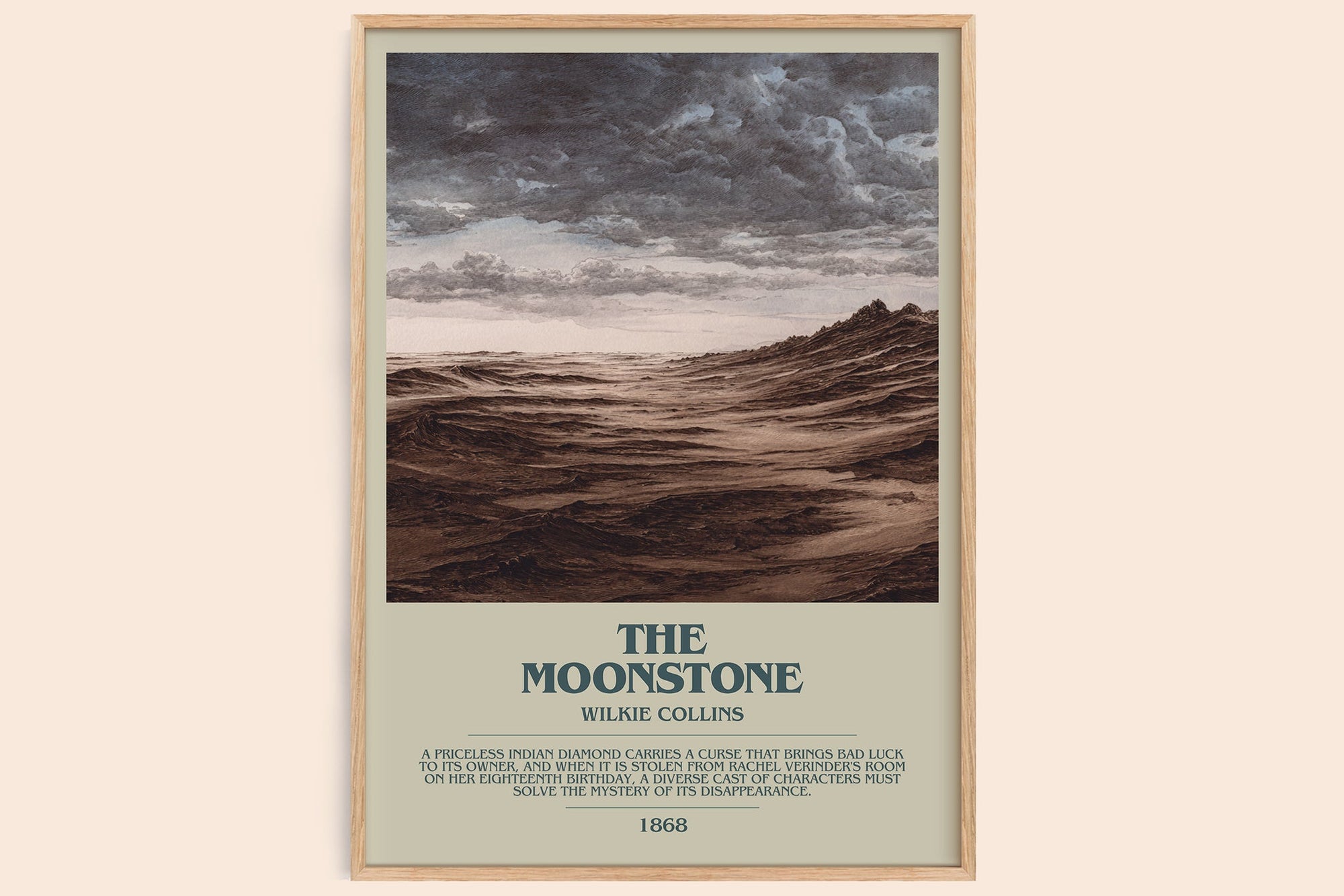 The Moonstone bookish book poster by Wilkie Collins – framed literary art print