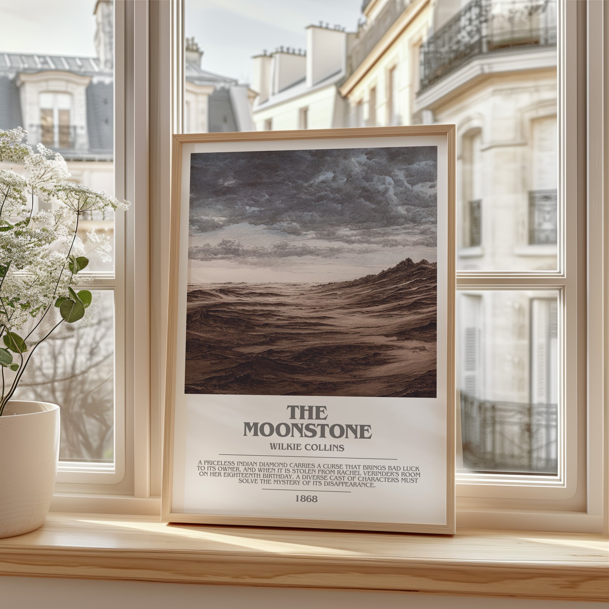 The Moonstone bookish poster colour and style options – Wilkie Collins book art