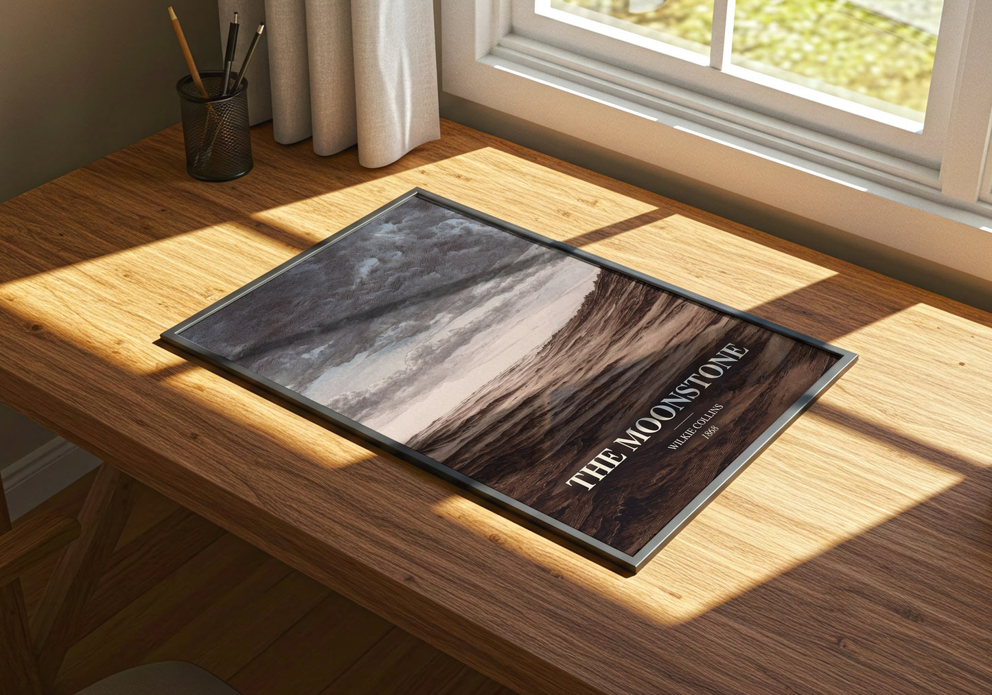 The Moonstone watercolour book poster framed on wall – mystery wall art