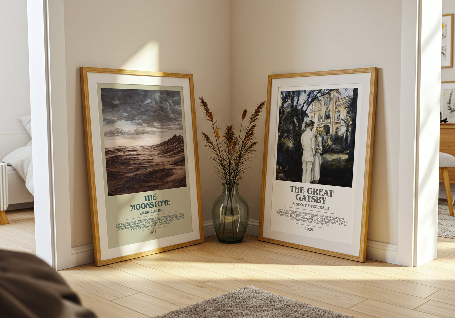 The Moonstone bookish book poster framed on wall – mystery wall art