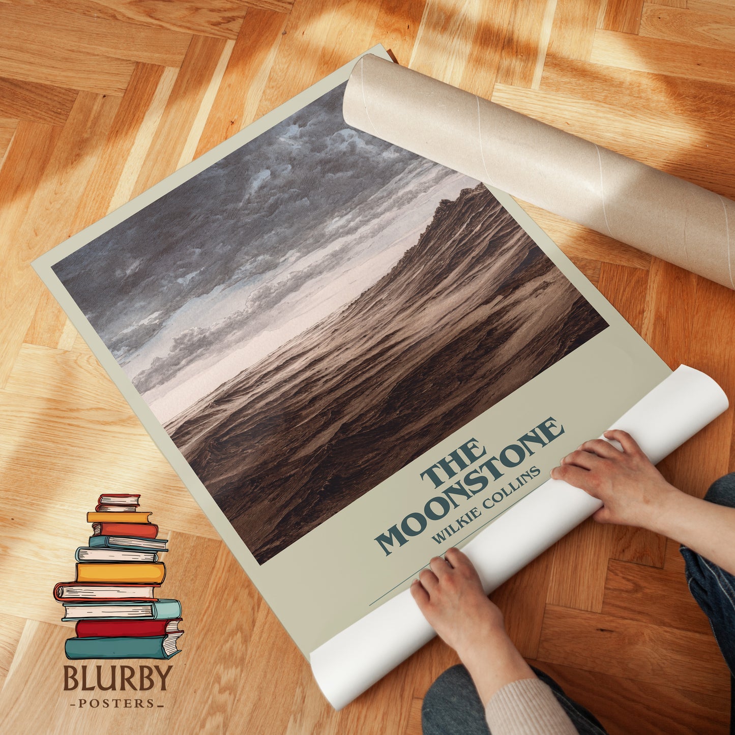 The Moonstone bookish print on bookshelf – Wilkie Collins fan gift