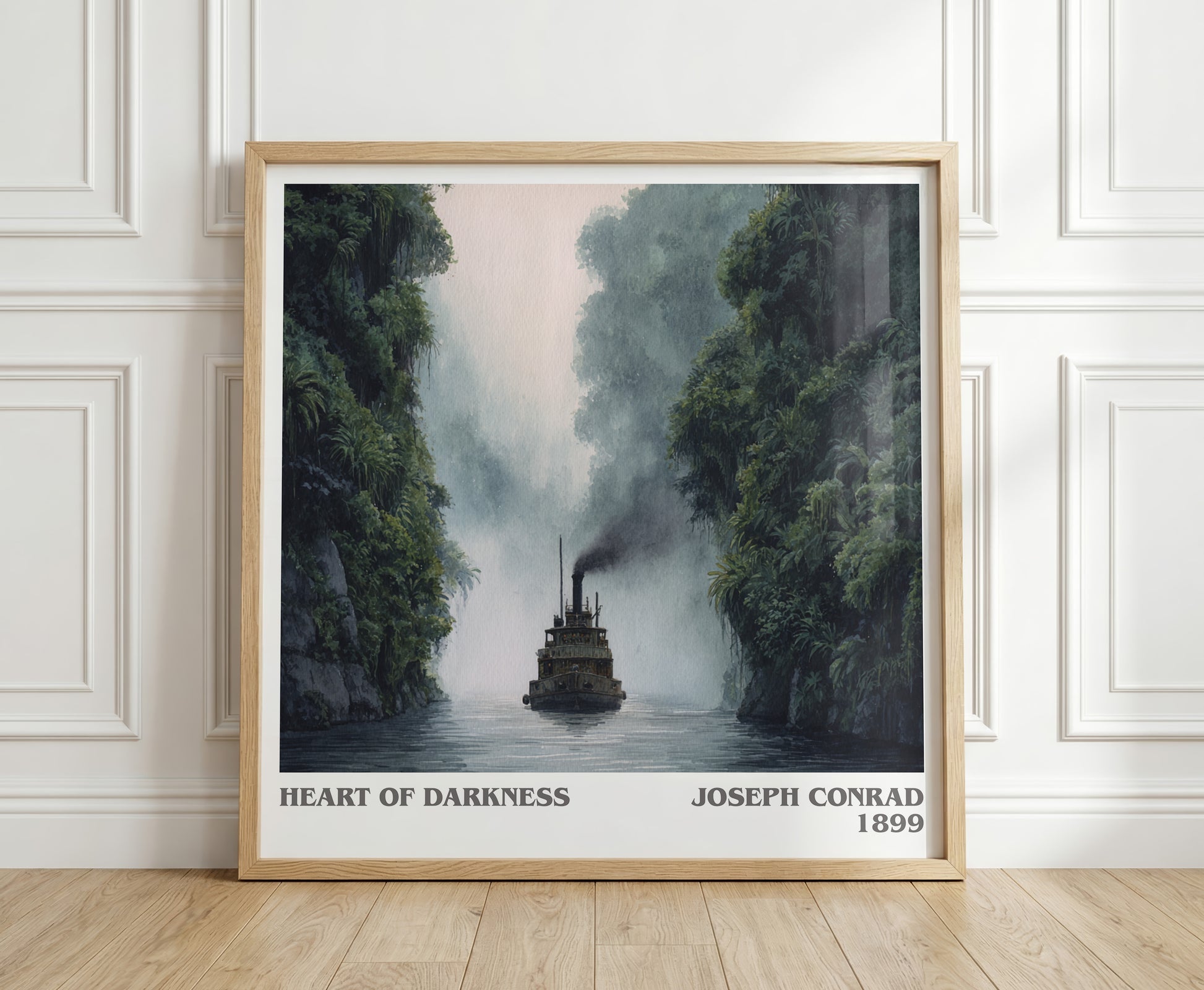 Heart of Darkness literary print in frame leaning in hallway – classic literature wall art