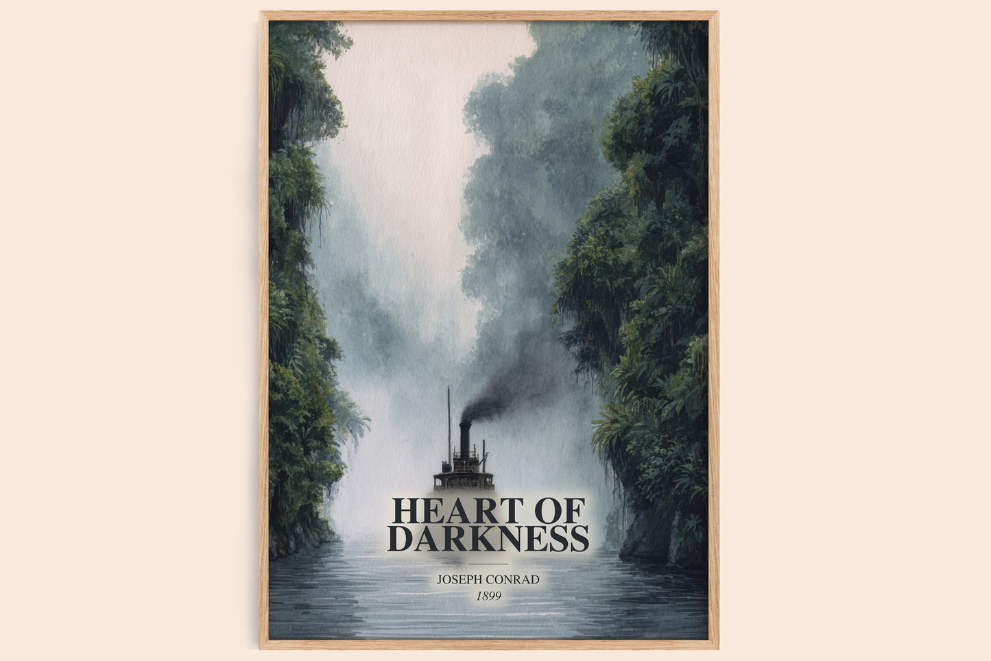 Heart Of Darkness watercolour book poster by Joseph Conrad – framed literary art print
