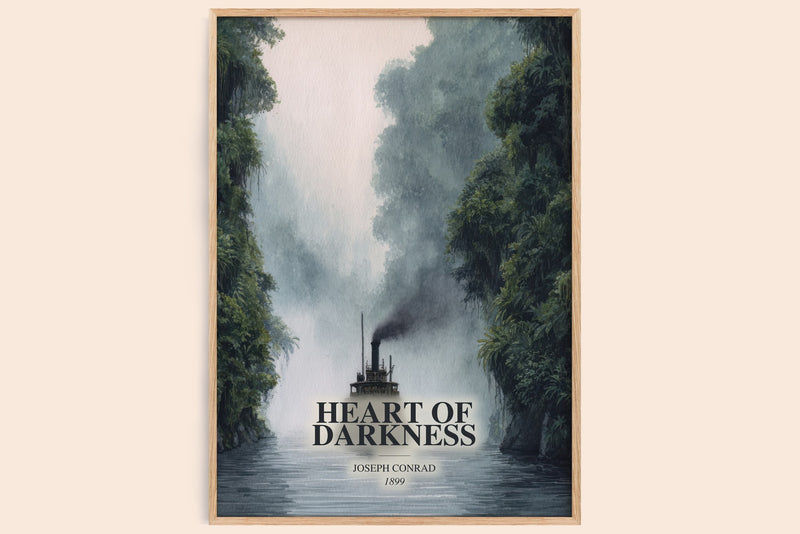 Heart Of Darkness watercolour book poster by Joseph Conrad – framed literary art print
