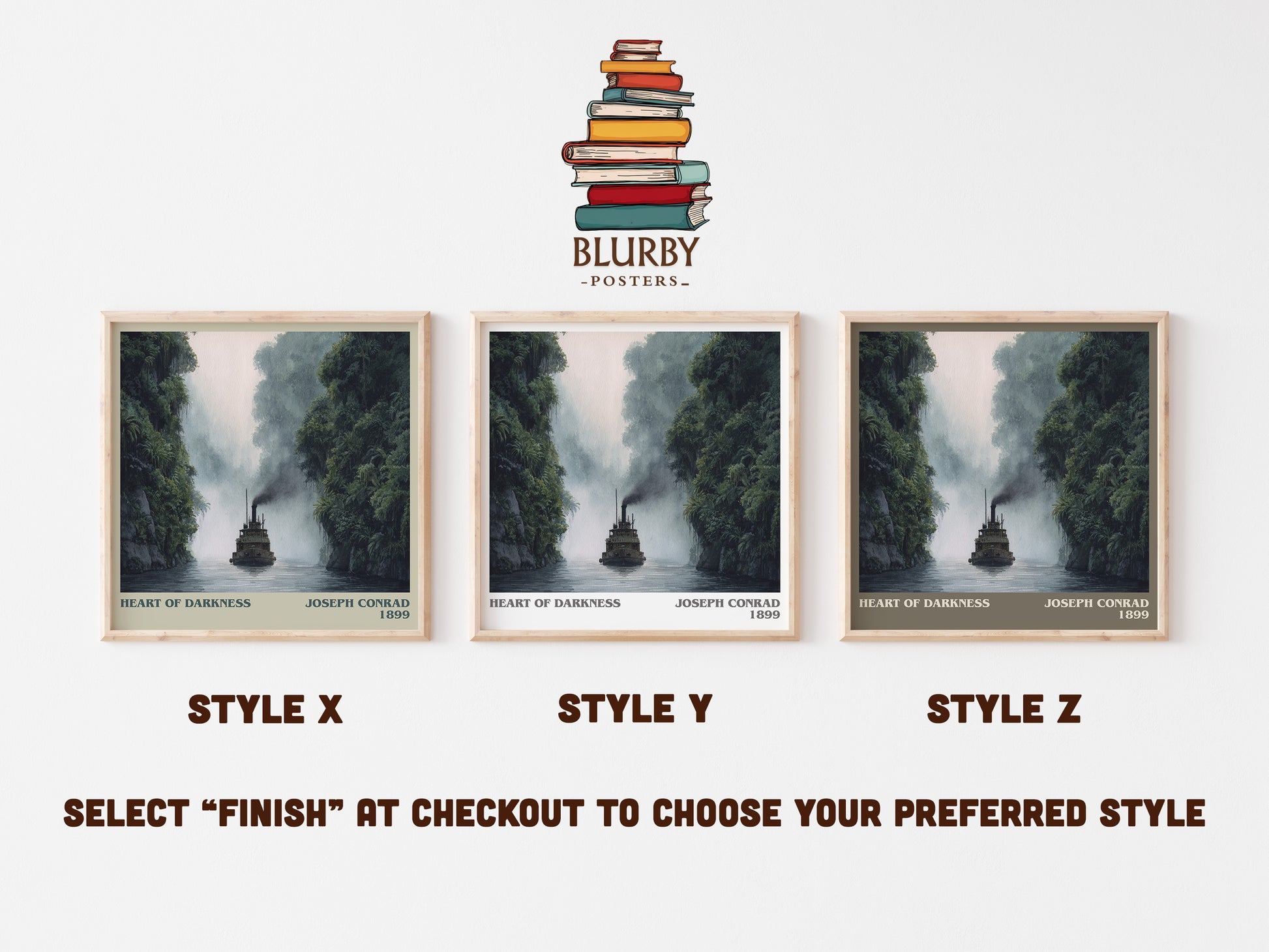 Heart of Darkness literary art print colour and style options – Joseph Conrad book art