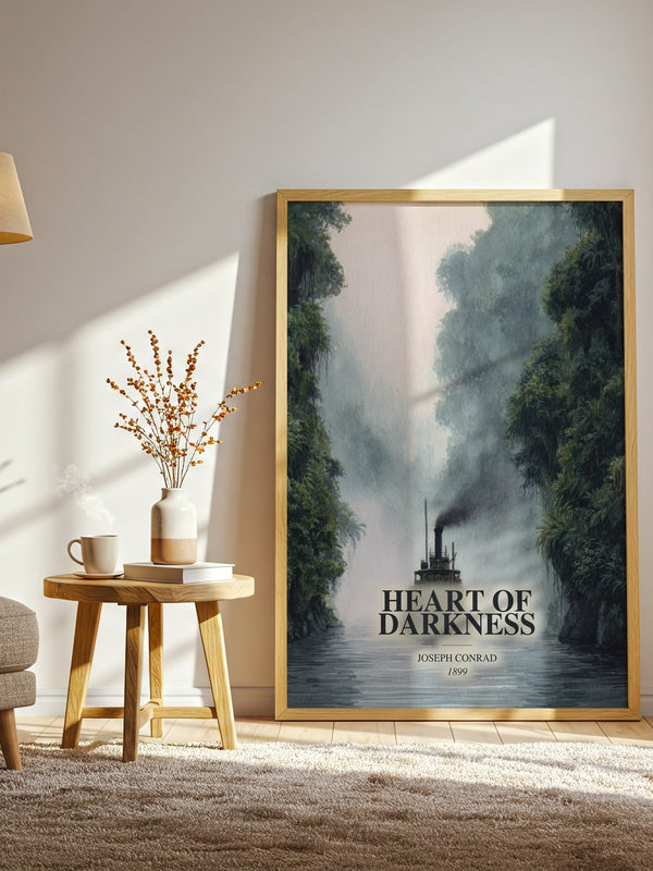 Heart Of Darkness watercolour print in frame leaning in hallway – classic literature wall art