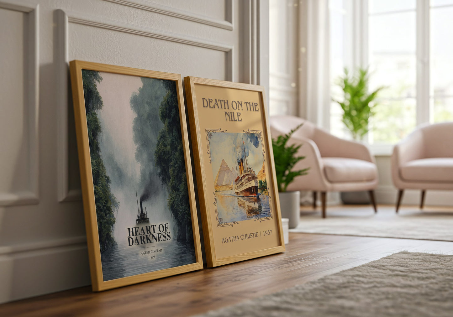 Heart Of Darkness watercolour print framed by window – literary home decor