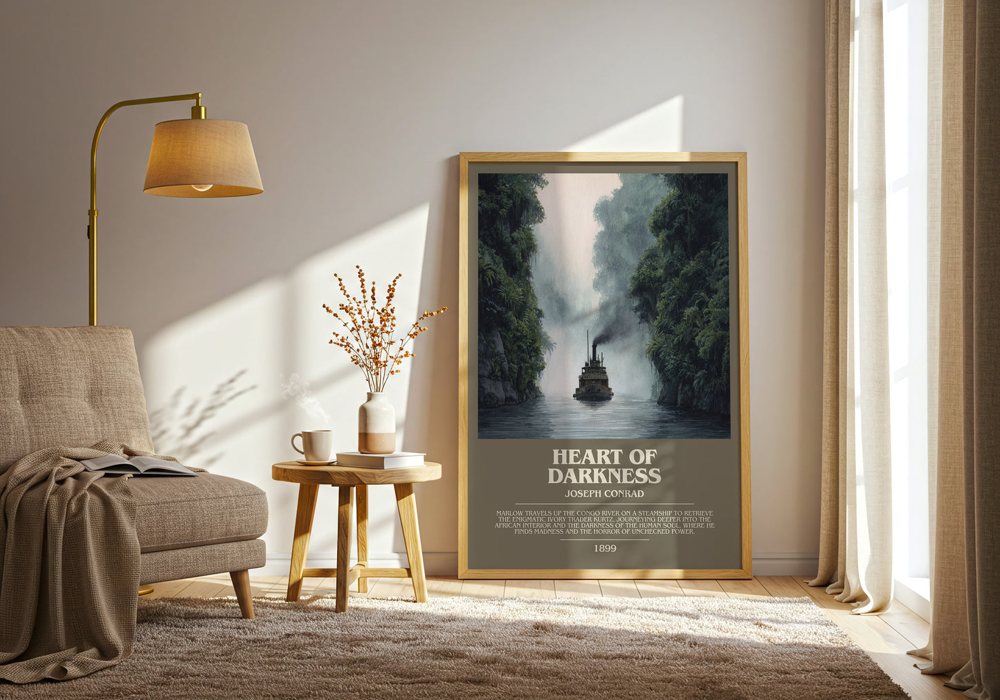 Heart of Darkness bookish print framed by window – literary home decor