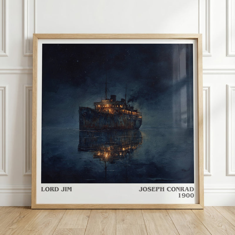 Lord Jim literary print in frame leaning in hallway – classic literature wall art