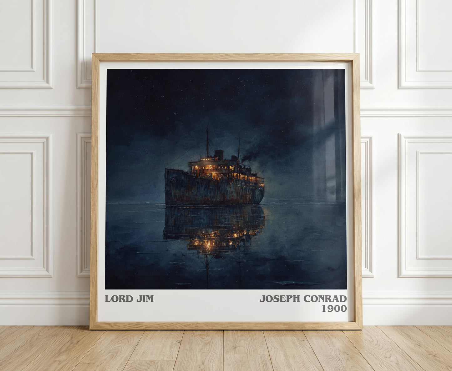 Lord Jim literary print in frame leaning in hallway – classic literature wall art