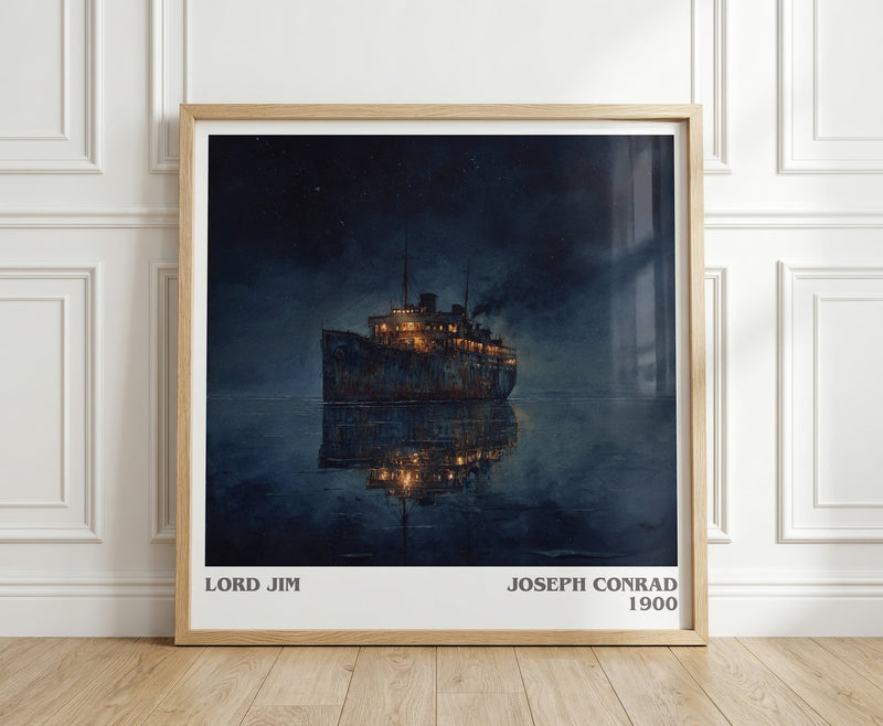Lord Jim literary print in frame leaning in hallway – classic literature wall art