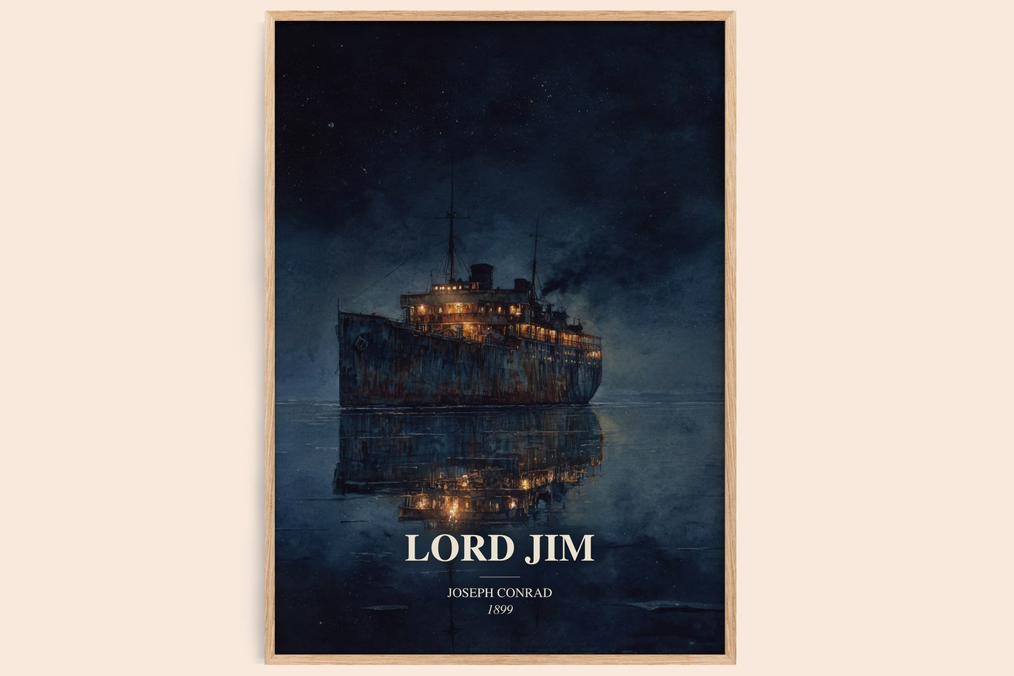 Lord Jim watercolour book poster by Joseph Conrad – framed literary art print
