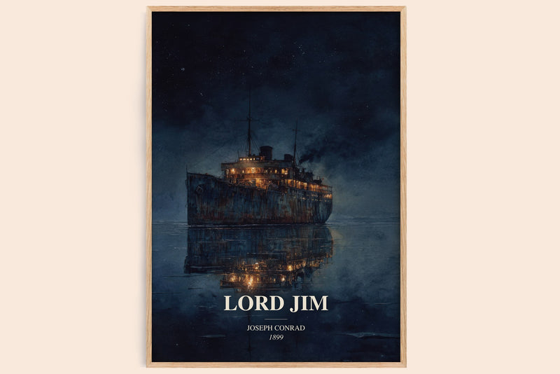 Lord Jim watercolour book poster by Joseph Conrad – framed literary art print