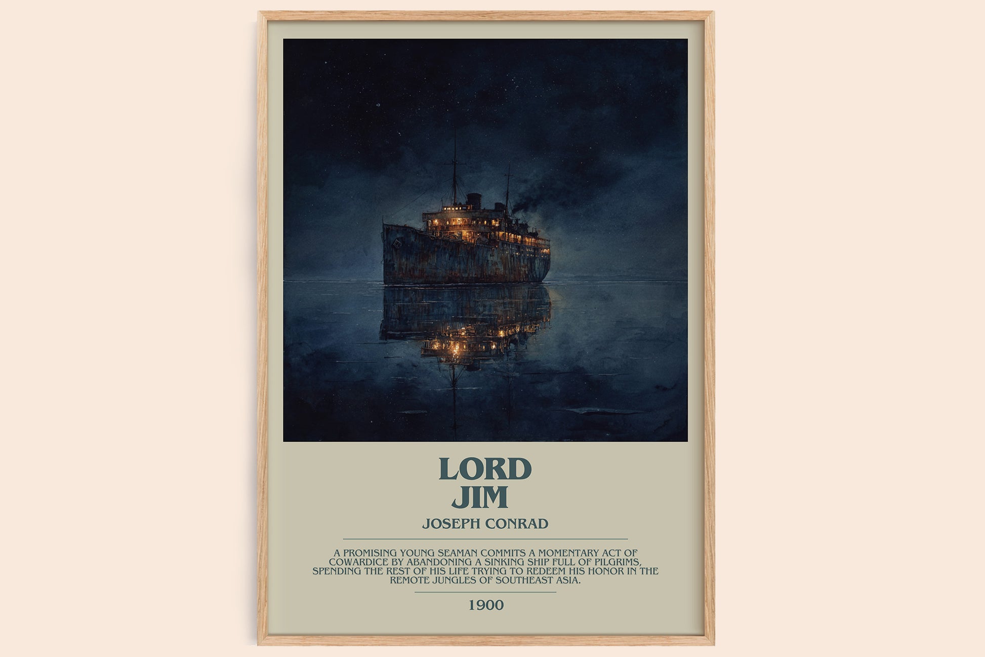 Lord Jim bookish book poster by Joseph Conrad – framed literary art print