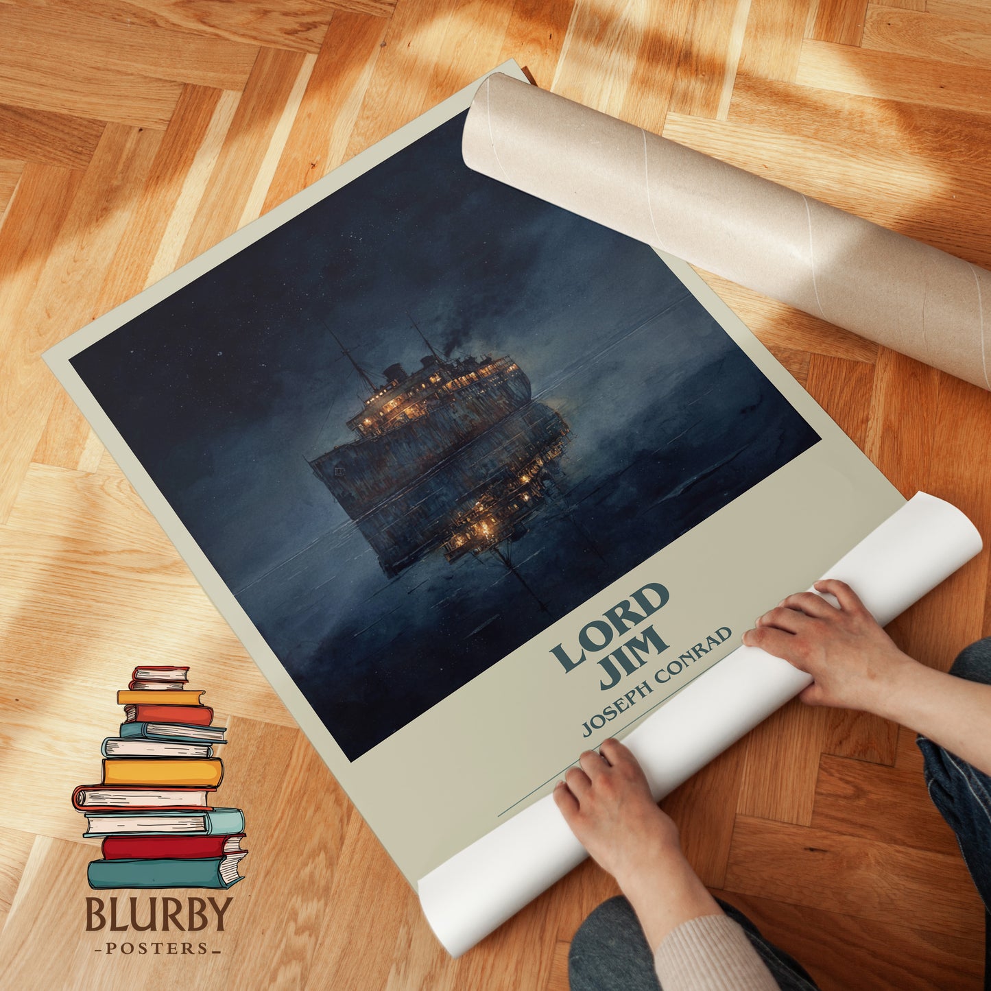 Lord Jim bookish print on bookshelf – Joseph Conrad fan gift
