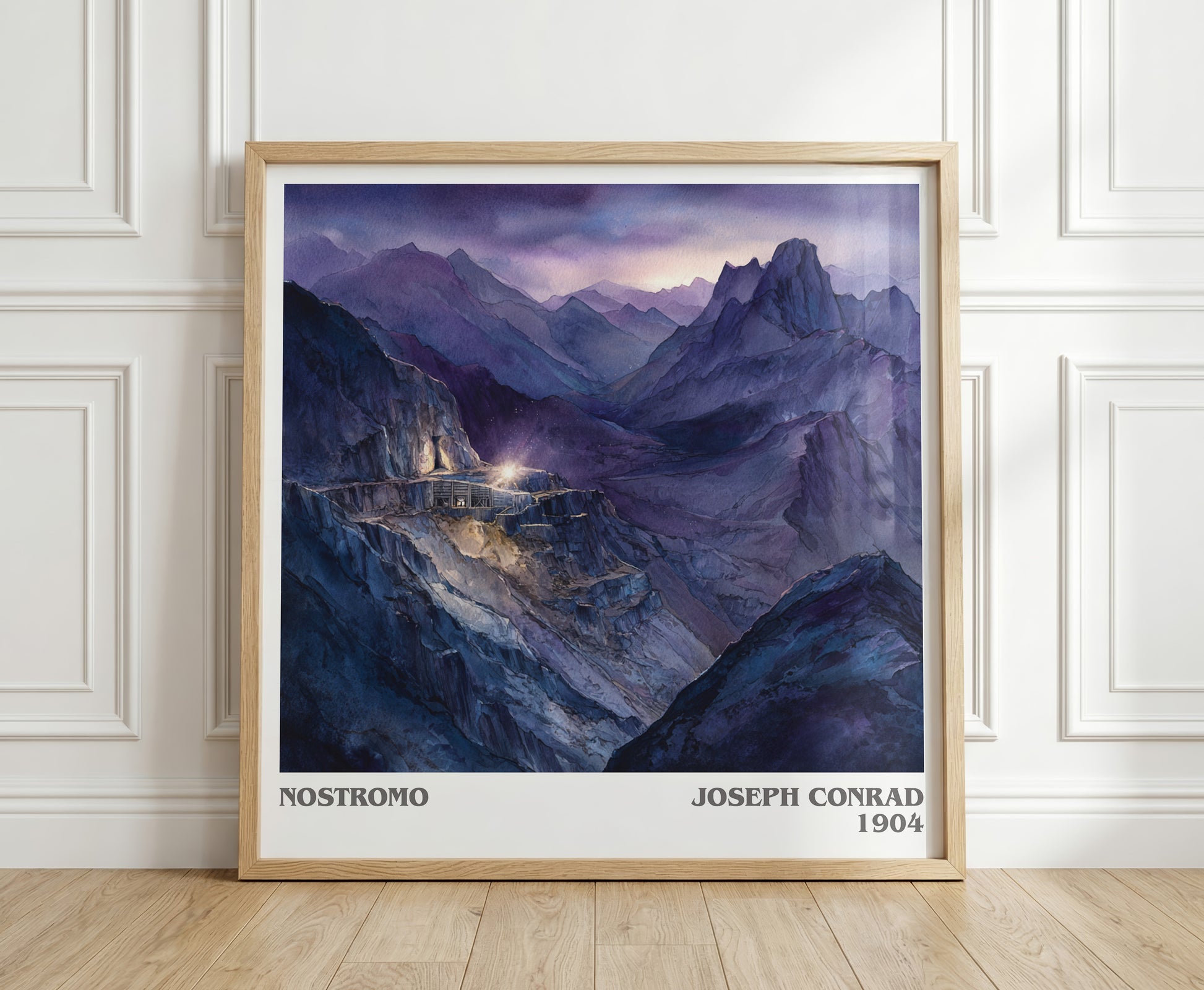 Nostromo literary print in frame leaning in hallway – classic literature wall art