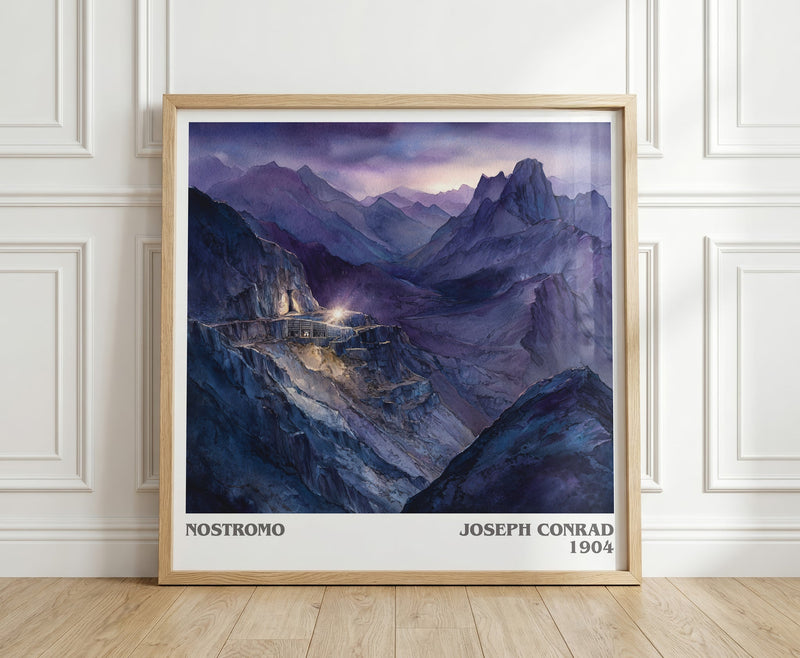 Nostromo literary print in frame leaning in hallway – classic literature wall art