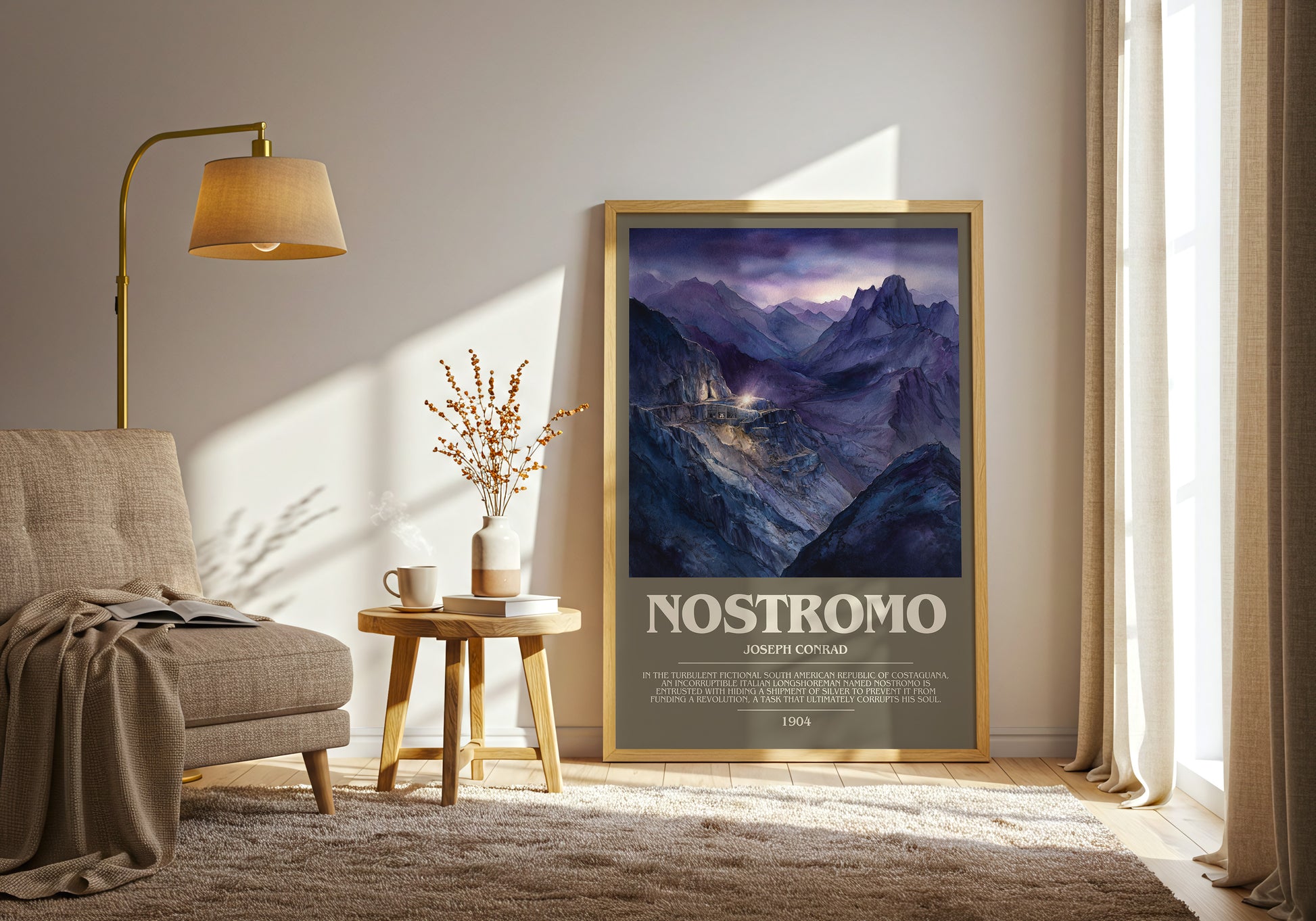 Nostromo bookish print framed by window – literary home decor