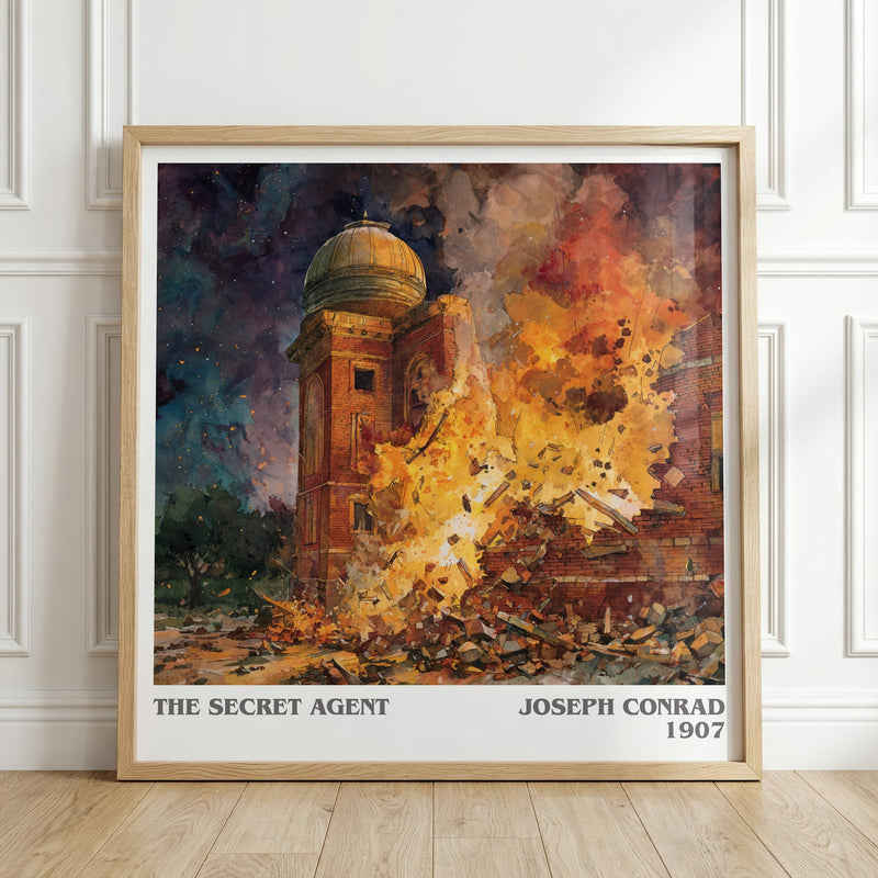 The Secret Agent literary print in frame leaning in hallway – classic literature wall art