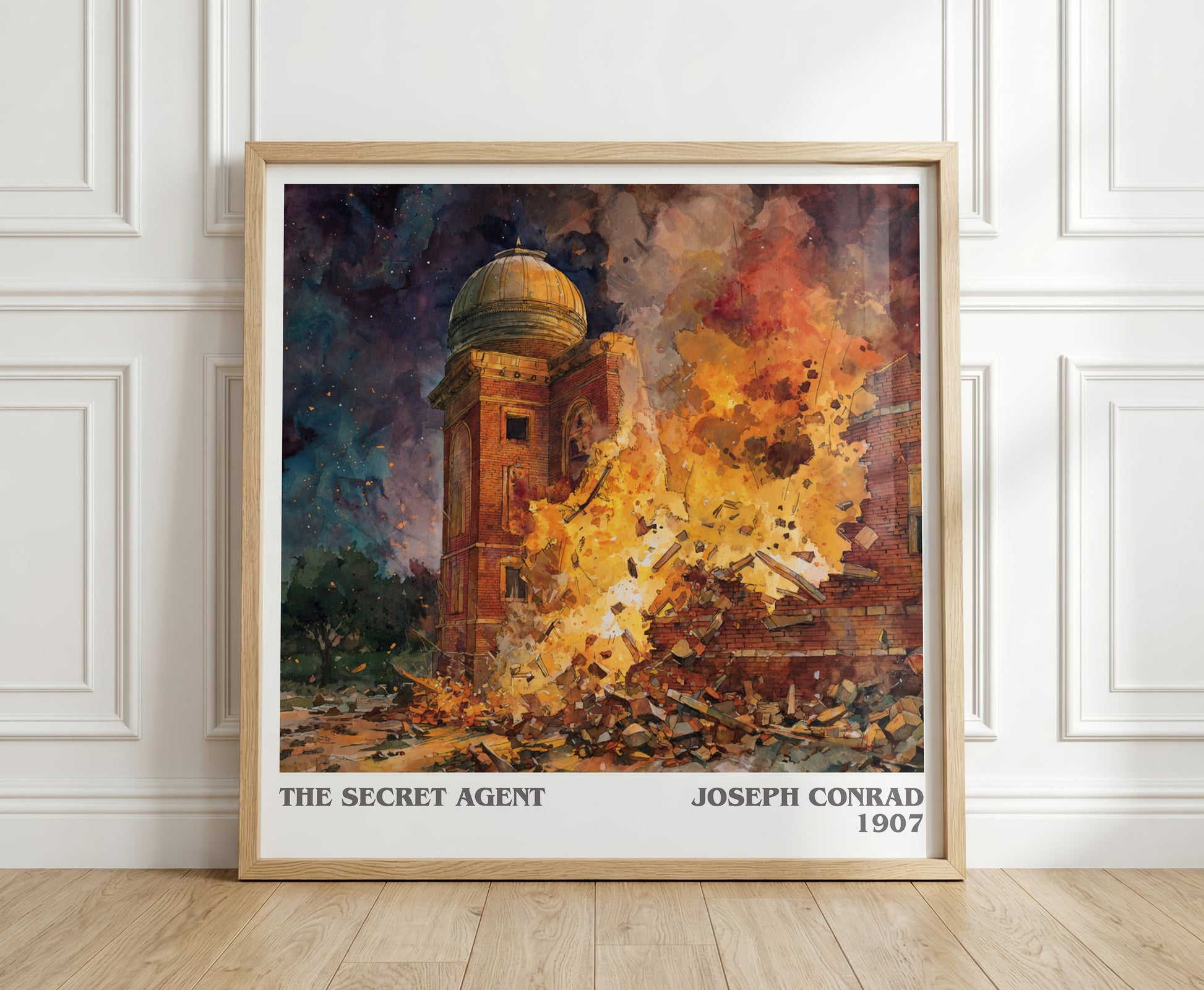 The Secret Agent literary print in frame leaning in hallway – classic literature wall art
