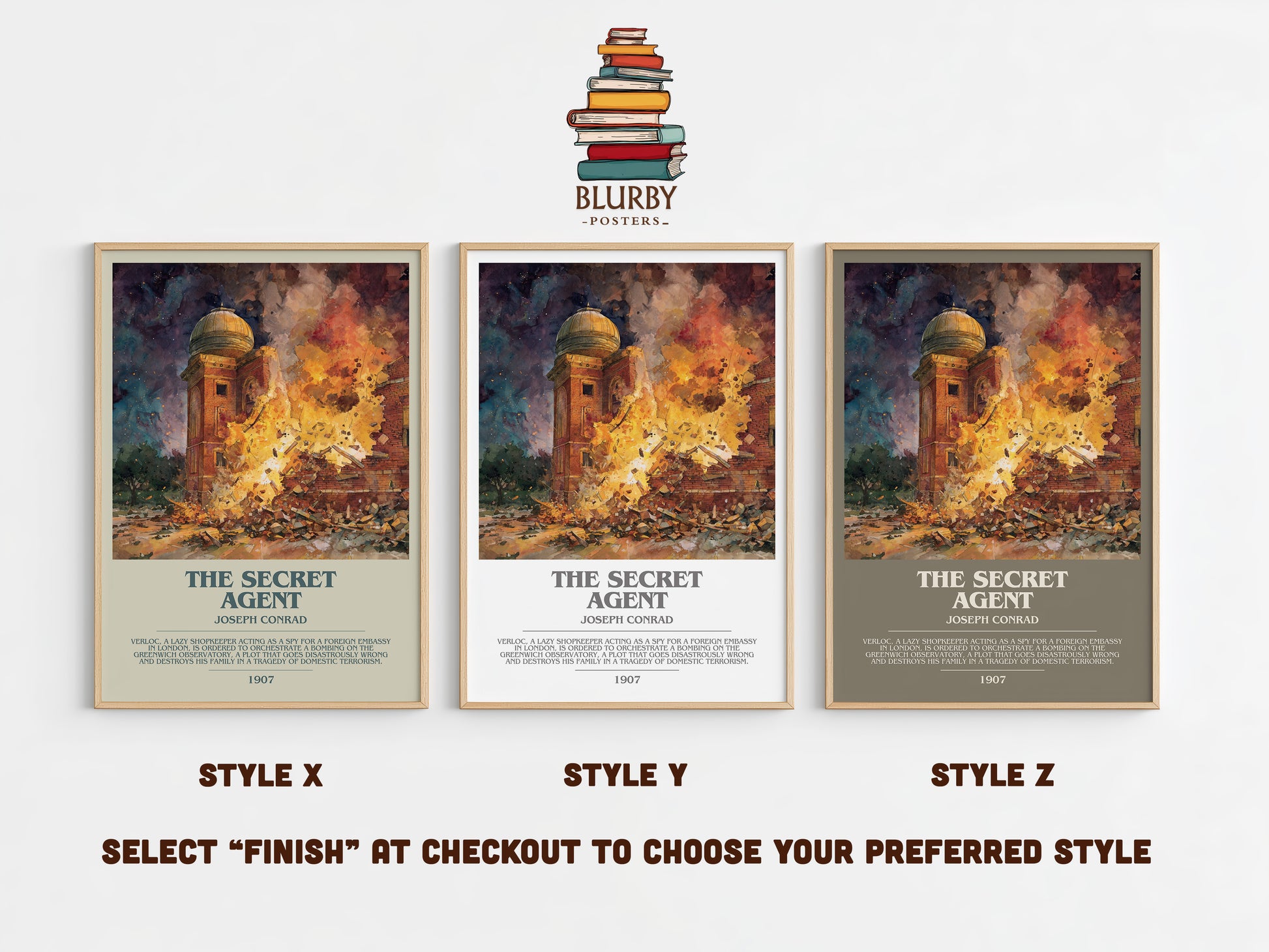 The Secret Agent bookish print in frame leaning in hallway – classic literature wall art
