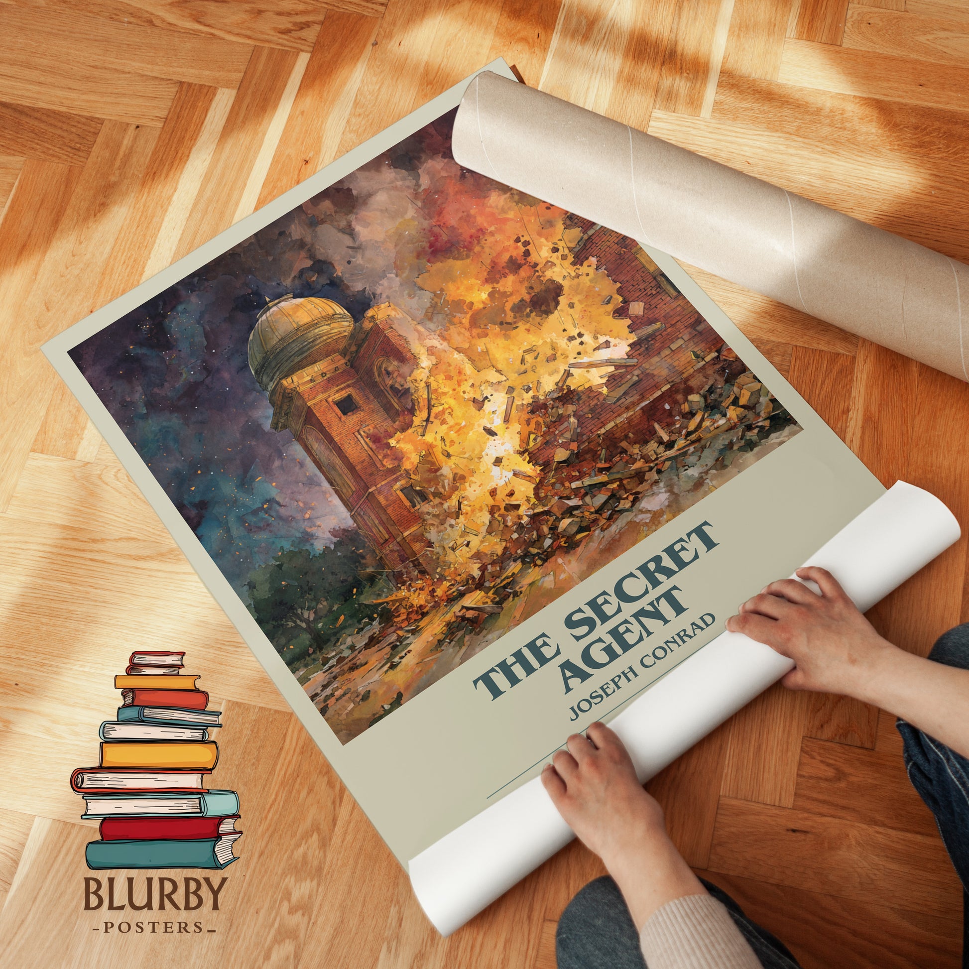 The Secret Agent bookish print on bookshelf – Joseph Conrad fan gift