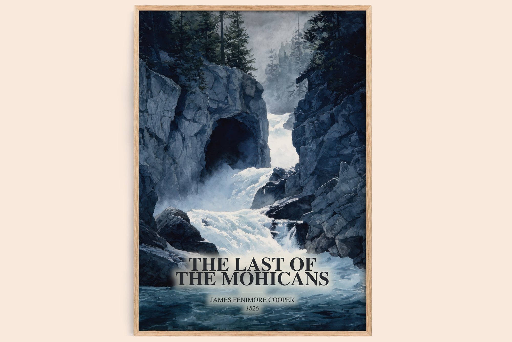 The Last Of The Mohicans watercolour book poster by James Fenimore Cooper – framed literary art print