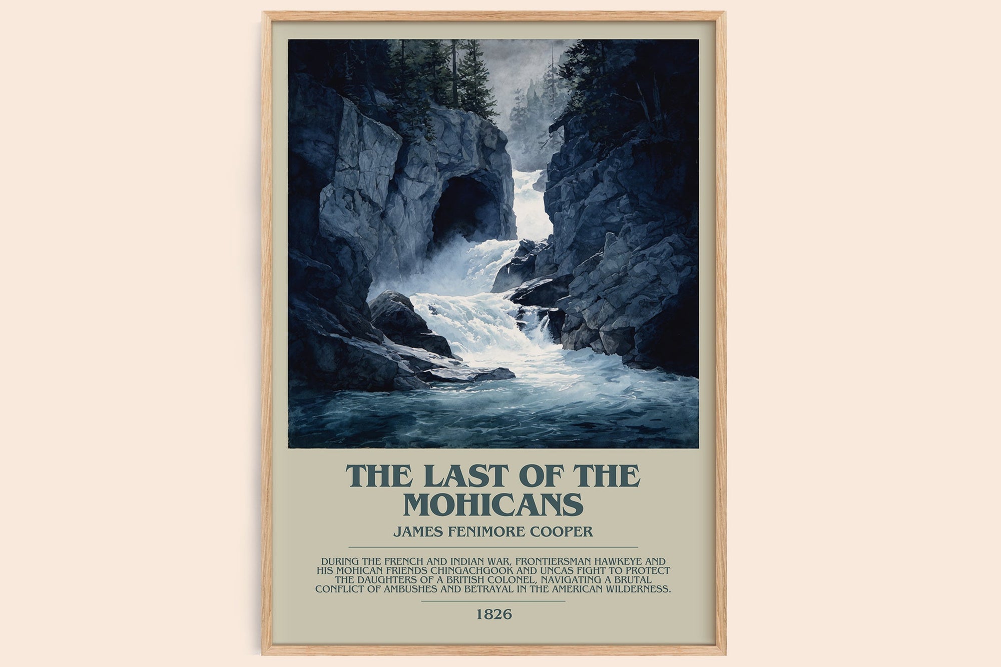The Last Of The Mohicans bookish book poster by James Fenimore Cooper – framed literary art print