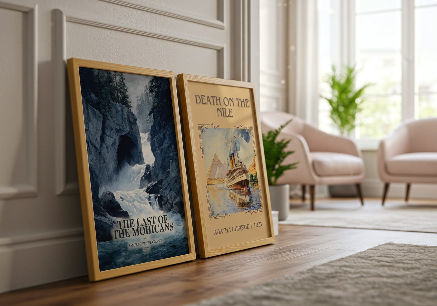 The Last Of The Mohicans watercolour print framed by window – literary home decor