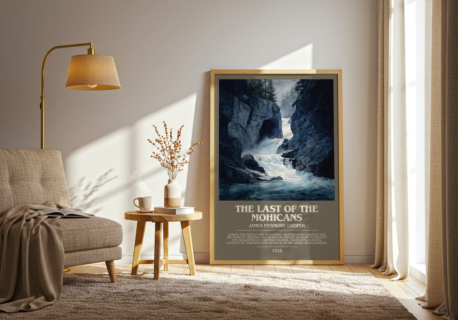 The Last Of The Mohicans bookish print framed by window – literary home decor