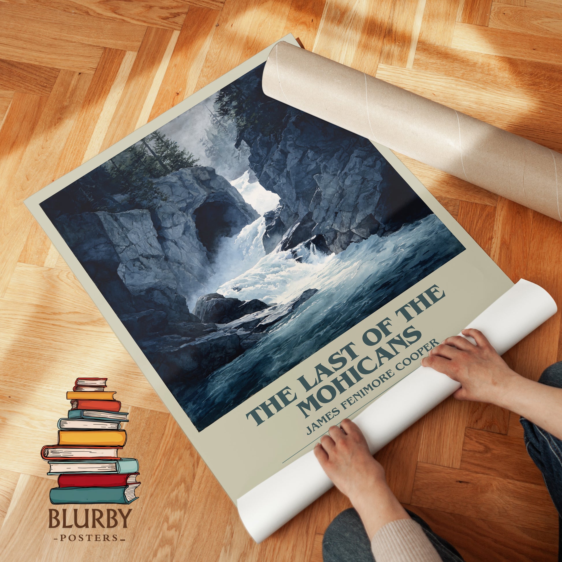 The Last Of The Mohicans bookish print on bookshelf – James Fenimore Cooper fan gift