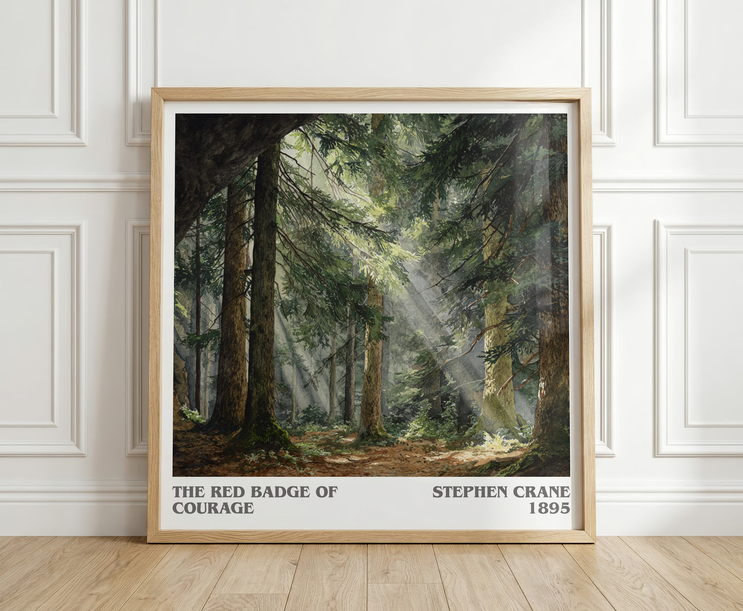 The Red Badge of Courage literary print in frame leaning in hallway – historical fiction wall art