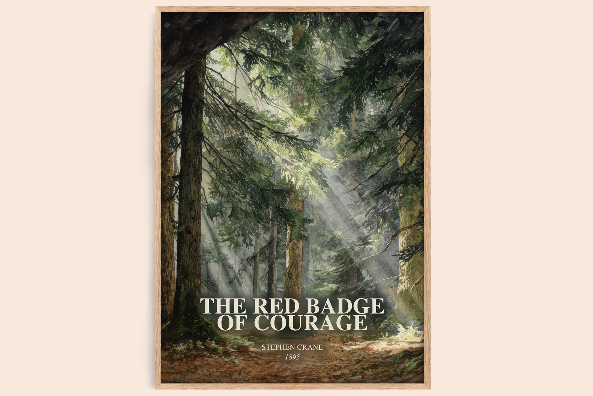 The Red Badge Of Courage watercolour book poster by Stephen Crane – framed literary art print