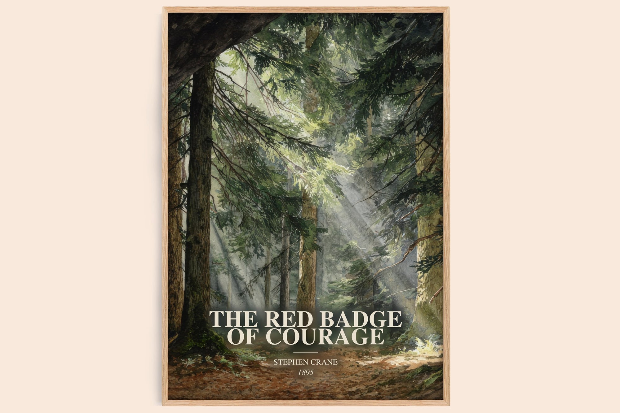 The Red Badge Of Courage watercolour book poster by Stephen Crane – framed literary art print