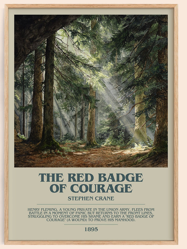 The Red Badge of Courage bookish book poster by Stephen Crane – framed literary art print