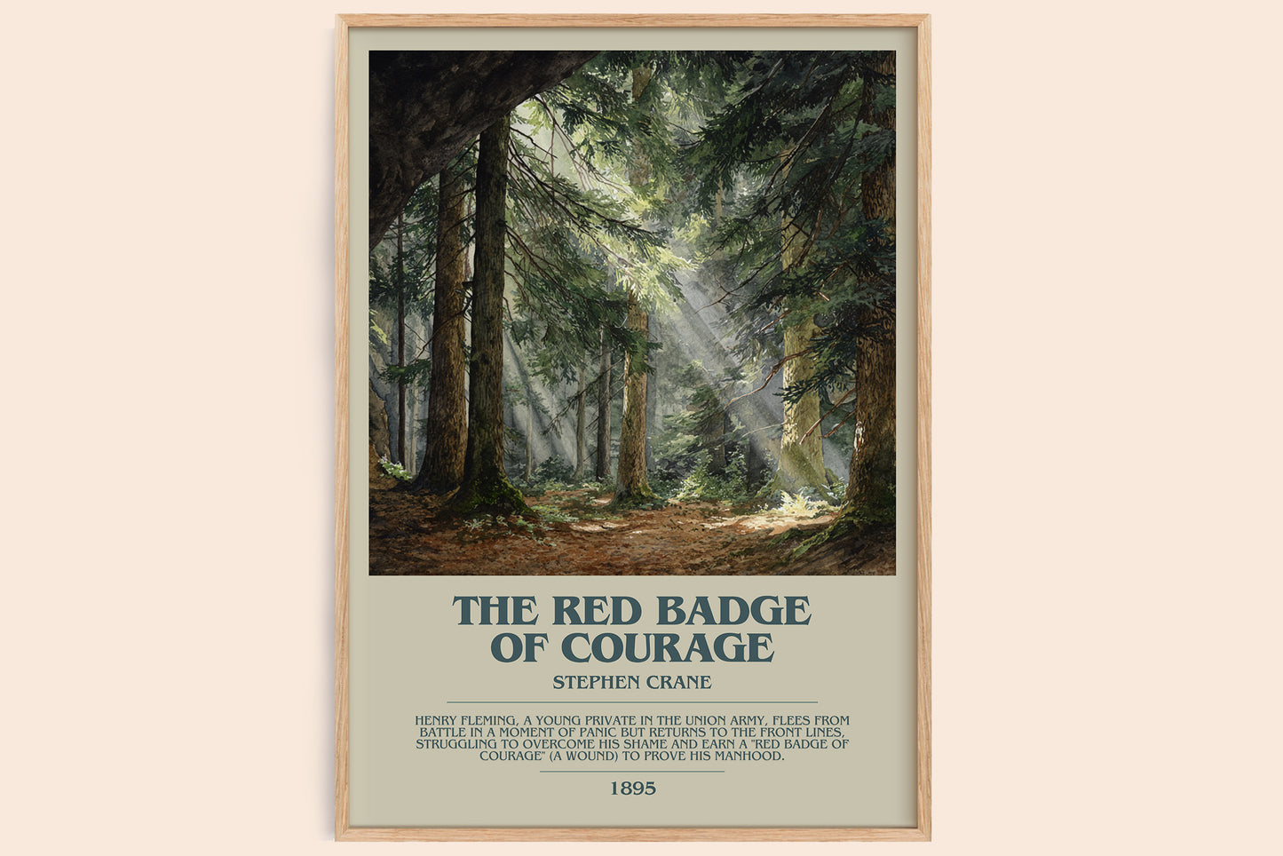 The Red Badge of Courage bookish book poster by Stephen Crane – framed literary art print