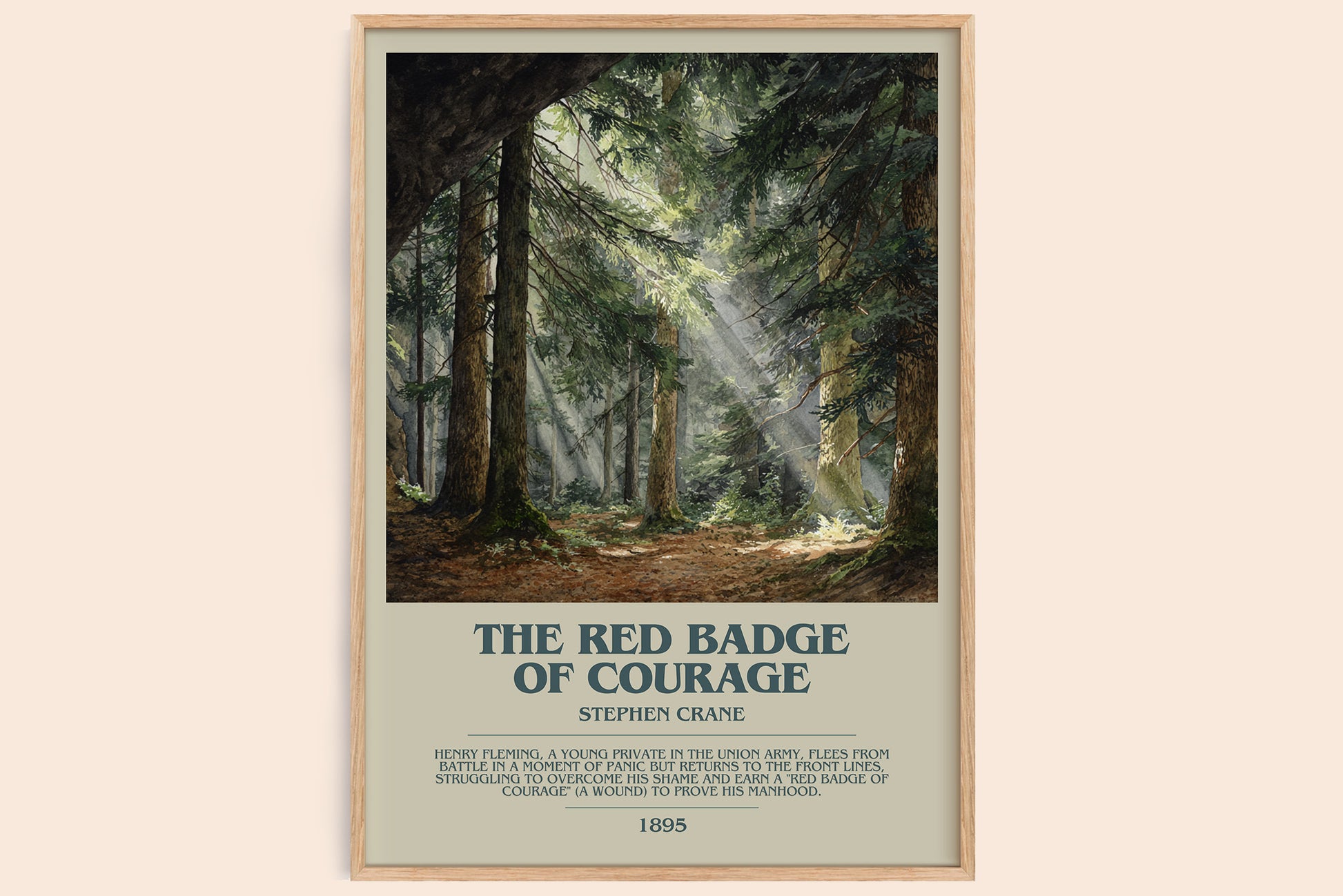 The Red Badge of Courage bookish book poster by Stephen Crane – framed literary art print